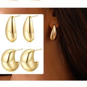 Chunky gold earrings - 2 pairs